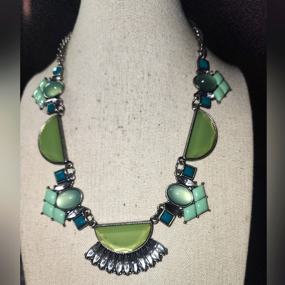Lia Sophia Jewelry - Vintage Lia Sophia Green and  Teal Blue Statement Necklace